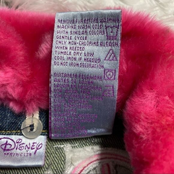 Disney Princess Blue Jean Jacket Faux Fur Collar - Picture 7 of 7